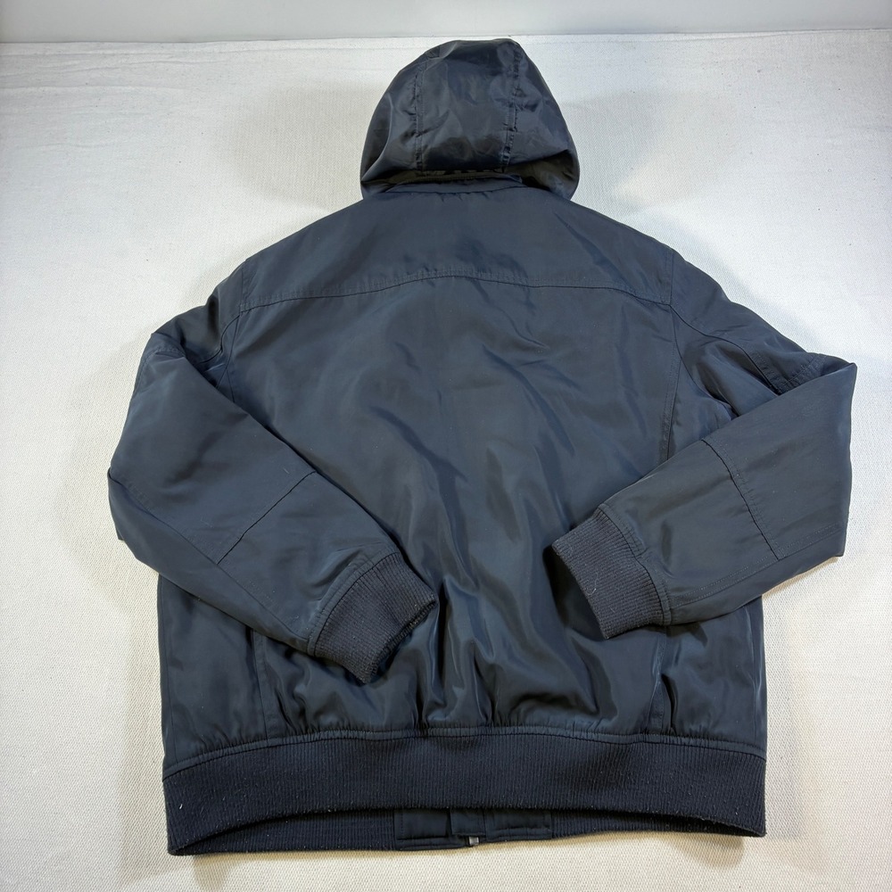 Tommy Hilfiger Jacket Mens XL Navy Blue Hooded Bomber Puffer Full Zip Heavy Coat - Picture 2 of 13